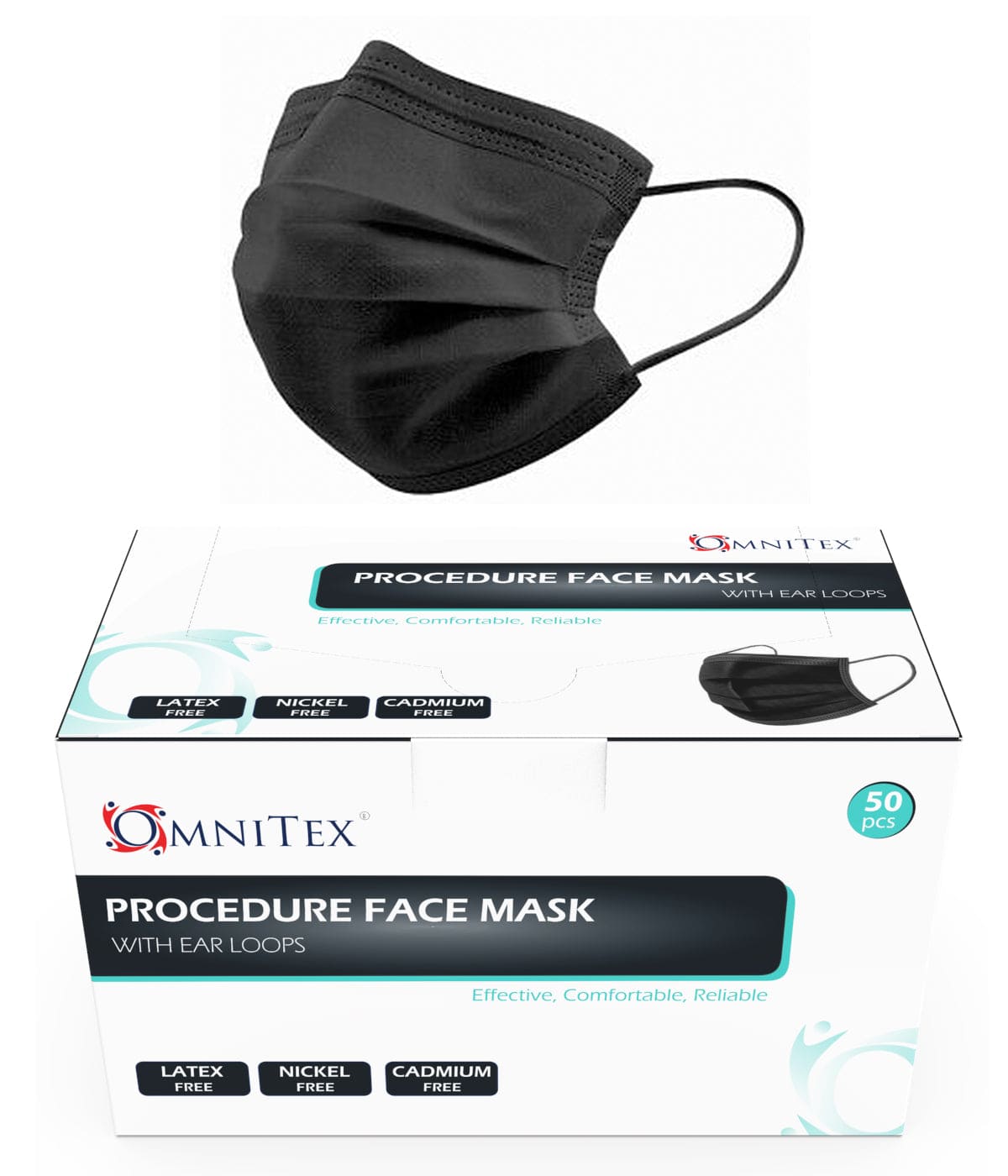 Omnitex Type IIR Face Masks Box of 50 in Black