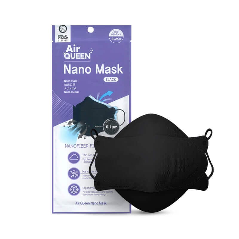 AirQUEEN Nano Mask – Black Individually Wrapped